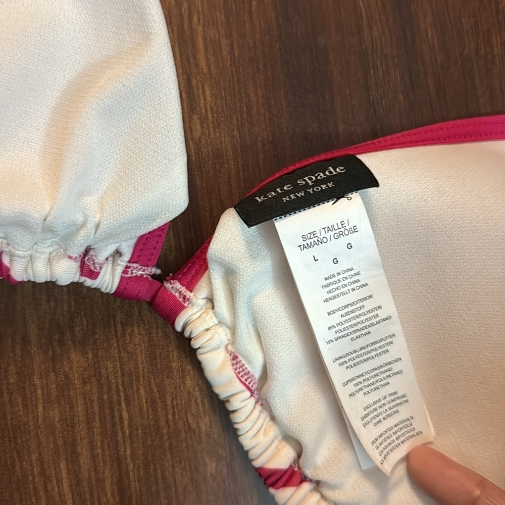 KATE SPADE Pink and White Halter Bikini Top Size Large - Picture 4 of 5